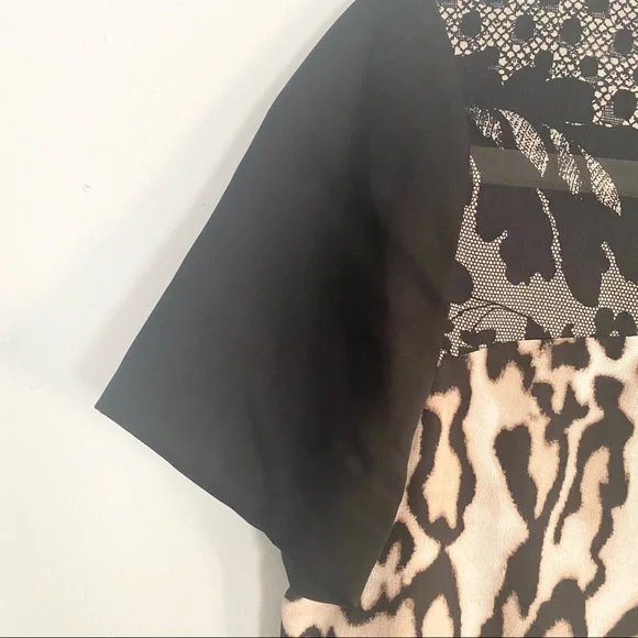 Diane Von Furstenberg 100% Silk Animal Print Short Sleeve Blouse - Picture 3 of 12
